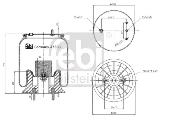 Пневморессора задня Auger AU341825KP ціна, від 172.26 USD